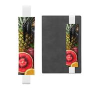 SDTYKHJ Elastic Band Pen Holder Leather Pencil Holder for Notebook Fresh Juicy Fruits Pen Sleeve Pouch Adjustable Journal Pen Case Bookmark Fits for 8" to 10" Notebooks Planners Books White