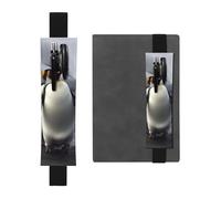 SDTYKHJ Elastic Band Pen Holder Leather Pencil Holder for Notebook Funny Penguins Pen Sleeve Pouch Adjustable Journal Pen Case Bookmark Fits for 8" to 10" Notebooks Planners Books Black