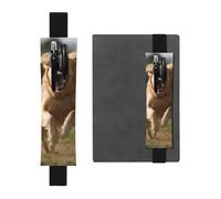 SDTYKHJ Elastic Band Pen Holder Leather Pencil Holder for Notebook Golden Retriever Running Pen Sleeve Pouch Adjustable Journal Pen Case Bookmark Fits for 8" to 10" Notebooks Planners Books Black