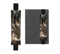 SDTYKHJ Elastic Band Pen Holder Leather Pencil Holder for Notebook Gray wolf Pen Sleeve Pouch Adjustable Journal Pen Case Bookmark Fits for 8" to 10" Notebooks Planners Books Black