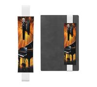 SDTYKHJ Elastic Band Pen Holder Leather Pencil Holder for Notebook Musical Theatre Pen Sleeve Pouch Adjustable Journal Pen Case Bookmark Fits for 8" to 10" Notebooks Planners Books White