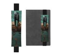 SDTYKHJ Elastic Band Pen Holder Leather Pencil Holder for Notebook Otters in Love Pen Sleeve Pouch Adjustable Journal Pen Case Bookmark Fits for 8" to 10" Notebooks Planners Books Black
