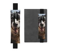 SDTYKHJ Elastic Band Pen Holder Leather Pencil Holder for Notebook Pastor Border Collie Pen Sleeve Pouch Adjustable Journal Pen Case Bookmark Fits for 8" to 10" Notebooks Planners Books Black