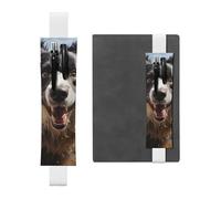 SDTYKHJ Elastic Band Pen Holder Leather Pencil Holder for Notebook Pastor Border Collie Pen Sleeve Pouch Adjustable Journal Pen Case Bookmark Fits for 8" to 10" Notebooks Planners Books White