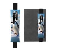 SDTYKHJ Elastic Band Pen Holder Leather Pencil Holder for Notebook Penguins Pen Sleeve Pouch Adjustable Journal Pen Case Bookmark Fits for 8" to 10" Notebooks Planners Books Black