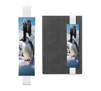 SDTYKHJ Elastic Band Pen Holder Leather Pencil Holder for Notebook Penguins Pen Sleeve Pouch Adjustable Journal Pen Case Bookmark Fits for 8" to 10" Notebooks Planners Books White