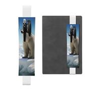 SDTYKHJ Elastic Band Pen Holder Leather Pencil Holder for Notebook Polar Bear Penguin Pen Sleeve Pouch Adjustable Journal Pen Case Bookmark Fits for 8" to 10" Notebooks Planners Books White