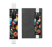 SDTYKHJ Elastic Band Pen Holder Leather Pencil Holder for Notebook Polish Folk art Pattern Pen Sleeve Pouch Adjustable Journal Pen Case Bookmark Fits for 8" to 10" Notebooks Planners Books White