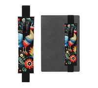 SDTYKHJ Elastic Band Pen Holder Leather Pencil Holder for Notebook Polish Folk art Pattern Pen Sleeve Pouch Adjustable Journal Pen Case Bookmark Fits for 8" to 10" Notebooks Planners Books Black
