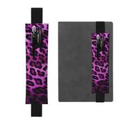 SDTYKHJ Elastic Band Pen Holder Leather Pencil Holder for Notebook Purple Leopard Pen Sleeve Pouch Adjustable Journal Pen Case Bookmark Fits for 8" to 10" Notebooks Planners Books Black