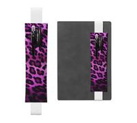SDTYKHJ Elastic Band Pen Holder Leather Pencil Holder for Notebook Purple Leopard Pen Sleeve Pouch Adjustable Journal Pen Case Bookmark Fits for 8" to 10" Notebooks Planners Books White