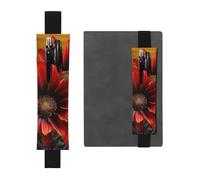 SDTYKHJ Elastic Band Pen Holder Leather Pencil Holder for Notebook Red Sunflower Pen Sleeve Pouch Adjustable Journal Pen Case Bookmark Fits for 8" to 10" Notebooks Planners Books Black