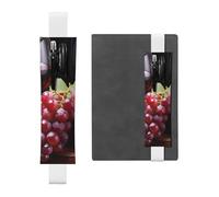 SDTYKHJ Elastic Band Pen Holder Leather Pencil Holder for Notebook Red Wine Grape Pen Sleeve Pouch Adjustable Journal Pen Case Bookmark Fits for 8" to 10" Notebooks Planners Books White