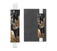 SDTYKHJ Elastic Band Pen Holder Leather Pencil Holder for Notebook Siberian Tiger Cubs Pen Sleeve Pouch Adjustable Journal Pen Case Bookmark Fits for 8" to 10" Notebooks Planners Books White
