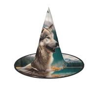 SDTYKHJ Fun Animal Wolf Halloween Witch Hat for Women Men Wide Brim Foldable Witches Hats Party Cosplay Costume Hat 1