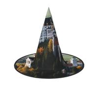 SDTYKHJ Germany Neuschwanstein Castle Halloween Witch Hat for Women Men Wide Brim Foldable Witches Hats Party Cosplay Costume Hat 3 PCS