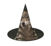 SDTYKHJ Gray wolf Halloween Witch Hat for Women Men Wide Brim Foldable Witches Hats Party Cosplay Costume Hat 1