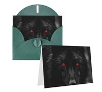 SDTYKHJ Greeting Card with Envelopes 4x6 in Get Well Blank Note Cards Black Red Eyed Wolf Birthday Card Thinking of You Card Funny Postcards for Birthday Wedding Invitations