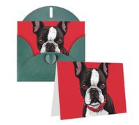SDTYKHJ Greeting Card with Envelopes 4x6 in Get Well Blank Note Cards Boston Terrier Dog Red Birthday Card Thinking of You Card Funny Postcards for Birthday Wedding Invitations
