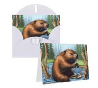 SDTYKHJ Greeting Card with Envelopes 4x6 in Get Well Blank Note Cards Busy Beaver Cartoon Birthday Card Thinking of You Card Funny Postcards for Birthday Wedding Invitations
