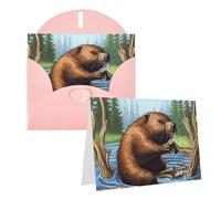 SDTYKHJ Greeting Card with Envelopes 4x6 in Get Well Blank Note Cards Busy Beaver Cartoon Birthday Card Thinking of You Card Funny Postcards for Birthday Wedding Invitations