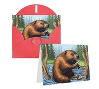 SDTYKHJ Greeting Card with Envelopes 4x6 in Get Well Blank Note Cards Busy Beaver Cartoon Birthday Card Thinking of You Card Funny Postcards for Birthday Wedding Invitations