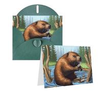 SDTYKHJ Greeting Card with Envelopes 4x6 in Get Well Blank Note Cards Busy Beaver Cartoon Birthday Card Thinking of You Card Funny Postcards for Birthday Wedding Invitations