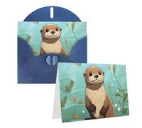 SDTYKHJ Greeting Card with Envelopes 4x6 in Get Well Blank Note Cards Cartoon Cute Otter Birthday Card Thinking of You Card Funny Postcards for Birthday Wedding Invitations