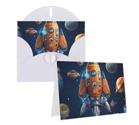 SDTYKHJ Greeting Card with Envelopes 4x6 in Get Well Blank Note Cards Cartoon Spaceship Rocket Birthday Card Thinking of You Card Funny Postcards for Birthday Wedding Invitations
