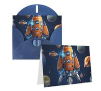 SDTYKHJ Greeting Card with Envelopes 4x6 in Get Well Blank Note Cards Cartoon Spaceship Rocket Birthday Card Thinking of You Card Funny Postcards for Birthday Wedding Invitations