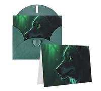 SDTYKHJ Greeting Card with Envelopes 4x6 in Get Well Blank Note Cards Green wolf Birthday Card Thinking of You Card Funny Postcards for Birthday Wedding Invitations
