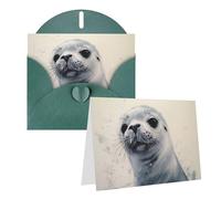 SDTYKHJ Greeting Card with Envelopes 4x6 in Get Well Blank Note Cards Harp Seal Painting Birthday Card Thinking of You Card Funny Postcards for Birthday Wedding Invitations