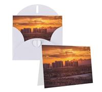 SDTYKHJ Greeting Card with Envelopes 4x6 in Get Well Blank Note Cards Las Vegas Sunset Birthday Card Thinking of You Card Funny Postcards for Birthday Wedding Invitations