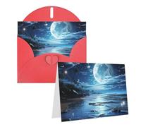 SDTYKHJ Greeting Card with Envelopes 4x6 in Get Well Blank Note Cards Moon Over Ocean Birthday Card Thinking of You Card Funny Postcards for Birthday Wedding Invitations