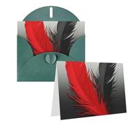 SDTYKHJ Greeting Card with Envelopes 4x6 in Get Well Blank Note Cards Red and Black Feather Birthday Card Thinking of You Card Funny Postcards for Birthday Wedding Invitations
