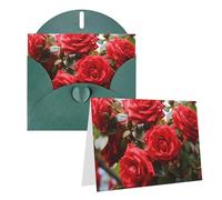 SDTYKHJ Greeting Card with Envelopes 4x6 in Get Well Blank Note Cards Red Roses Bush in The Garden Birthday Card Thinking of You Card Funny Postcards for Birthday Wedding Invitations