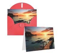 SDTYKHJ Greeting Card with Envelopes 4x6 in Get Well Blank Note Cards Seascape Sunset Ocean Beach Birthday Card Thinking of You Card Funny Postcards for Birthday Wedding Invitations