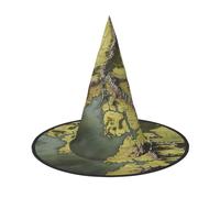SDTYKHJ - Halloween Witch Hat Middle Earth Map for Women Men Wide Brim Foldable Witch Hats Party Cosplay 3 Pack