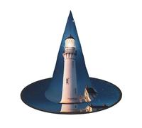 SDTYKHJ Lighthouse Under Starry Night Sky Halloween Witch Hat for Women Men Wide Brim Foldable Witches Hats Party Cosplay Costume Hat, Black, 1