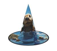SDTYKHJ Lovely Sea Otter Halloween Witch Hat for Women Men Wide Brim Foldable Witches Hats Party Cosplay Costume Hat 3 PCS