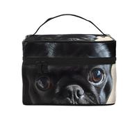 SDTYKHJ Makeup Bag for Women Cosmetic Bag Travel Toiletry Bag Black Pug Dog Puppy Make Up Organizer with Handle