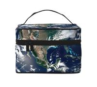 SDTYKHJ Makeup Bag for Women Cosmetic Bag Travel Toiletry Bag Blue Marble Earth Make Up Organizer with Handle