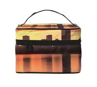 SDTYKHJ Makeup Bag for Women Cosmetic Bag Travel Toiletry Bag Boston Charles River City Skyline Sunset Make Up Organizer with Handle