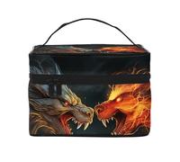 SDTYKHJ Makeup Bag for Women Cosmetic Bag Travel Toiletry Bag Chic Cool Two Fighting Roaring Dragon Make Up Organizer with Handle