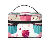 SDTYKHJ Makeup Bag for Women Cosmetic Bag Travel Toiletry Bag Cupcake Candy Hearts Sweet Make Up Organizer with Handle