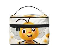SDTYKHJ Makeup Bag for Women Cosmetic Bag Travel Toiletry Bag Cute Bees Daisy Flower Make Up Organizer with Handle