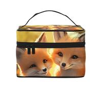 SDTYKHJ Makeup Bag for Women Cosmetic Bag Travel Toiletry Bag Cute Foxes Make Up Organizer with Handle