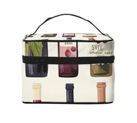 SDTYKHJ Makeup Bag for Women Cosmetic Bag Travel Toiletry Bag Cute Wines Bottle Make Up Organizer with Handle