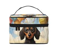 SDTYKHJ Makeup Bag for Women Cosmetic Bag Travel Toiletry Bag Dachshund Hot Air Balloon Make Up Organizer with Handle