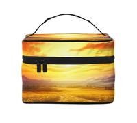 SDTYKHJ Makeup Bag for Women Cosmetic Bag Travel Toiletry Bag Dreamlike Sunset Of A Sunflower Field Make Up Organizer with Handle